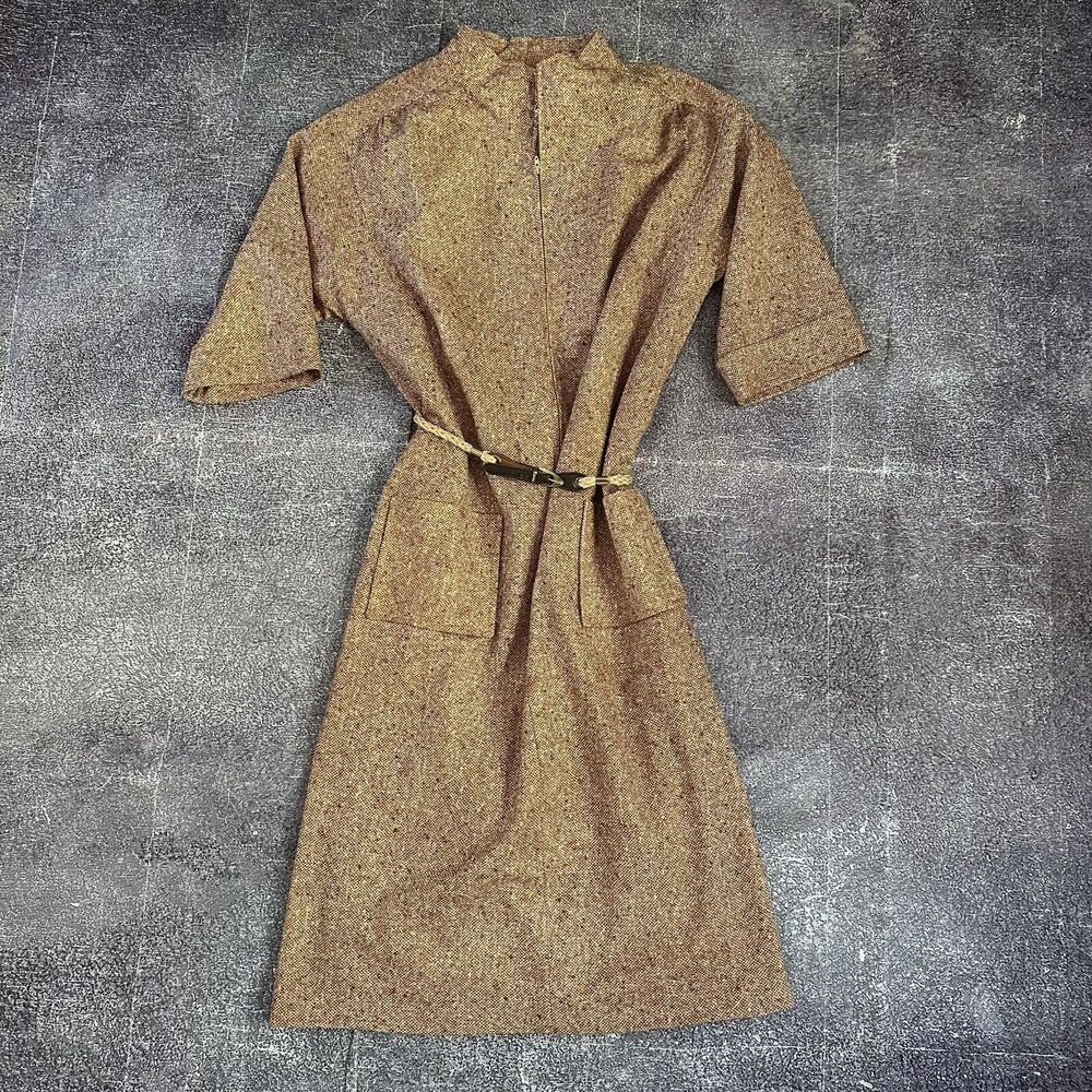 Women's Vintage 60's R&K Knits Belted Knit Knee Length Cottagecore Dress Sz M